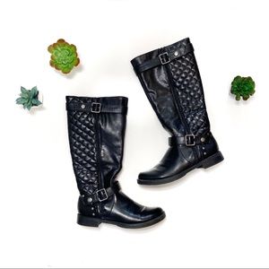 Nicole Black Quilted Riding Boots